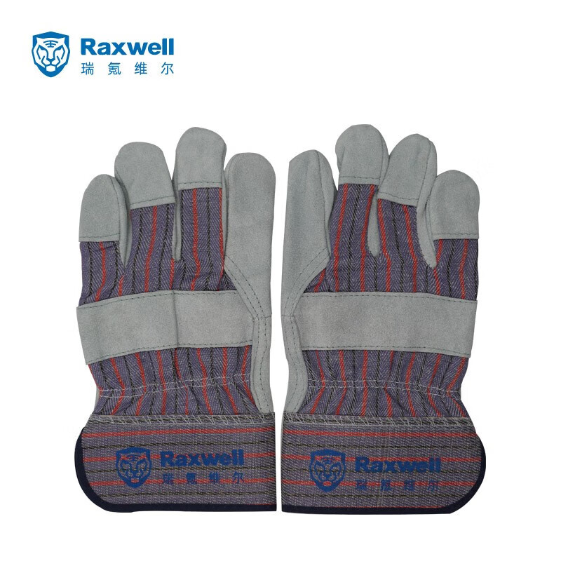 瑞氪维尔（Raxwell） RW-XR2512 标准款牛皮半皮手套 12副/袋 （单位：袋） 条纹背布