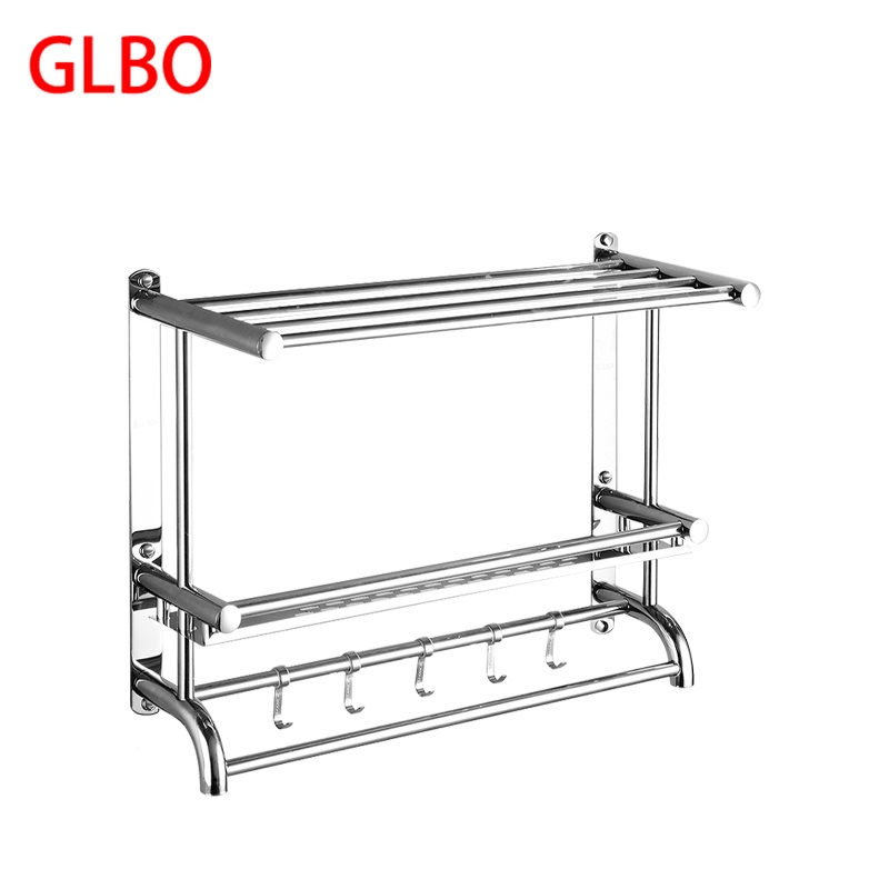 GLBO J011220 201不锈钢毛巾置物架 粘钉两用 60cm双层经济款(薄款) （单位：个）